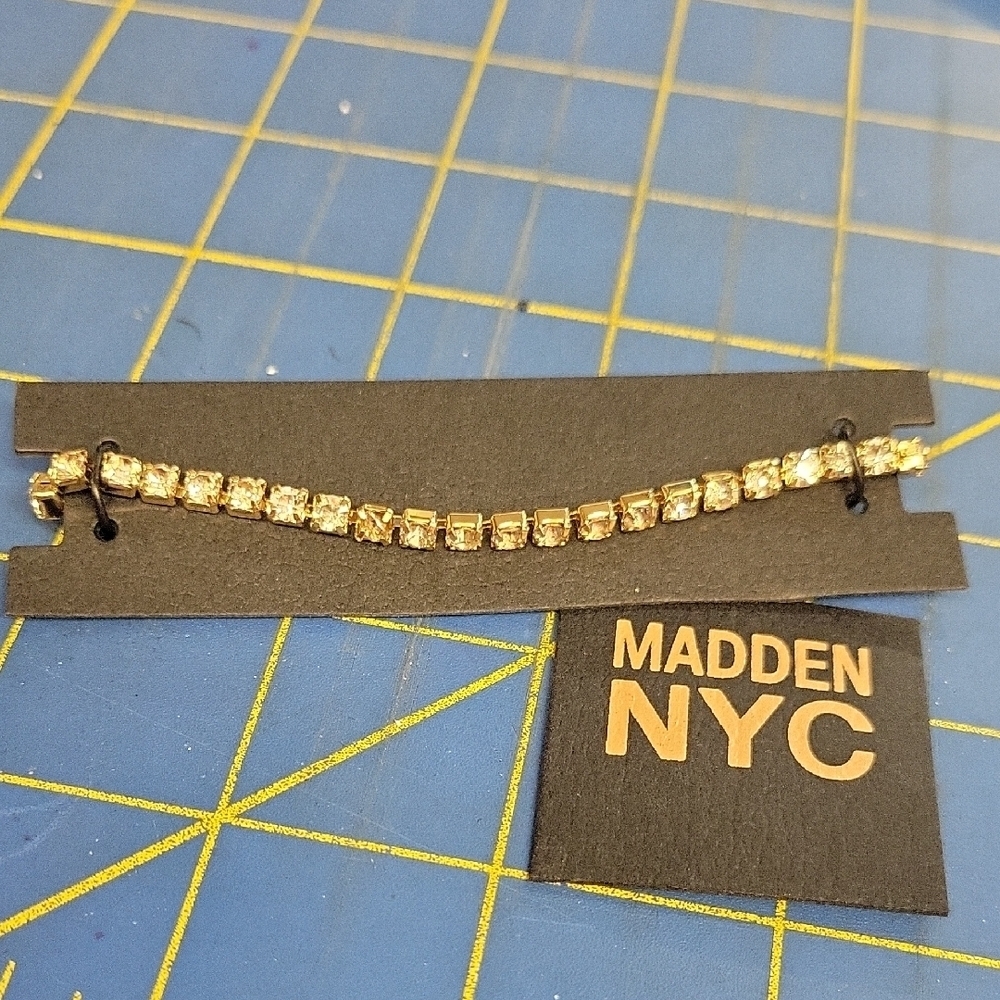 Madden NYC Gold Tone Rhinestone Tennis 7.5" Bracelet